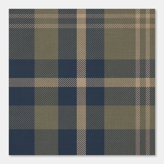 Japandi Farmhouse Plaid in Navy and Olive 壁紙 (正面)