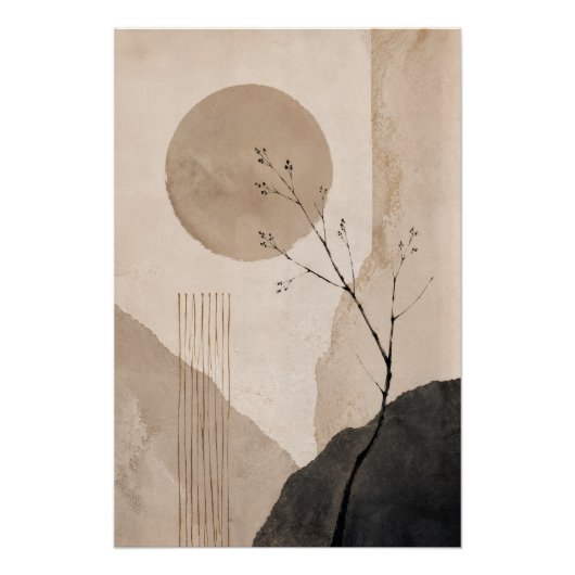Japandi Landscape Wall Art Poster ポスター (正面)