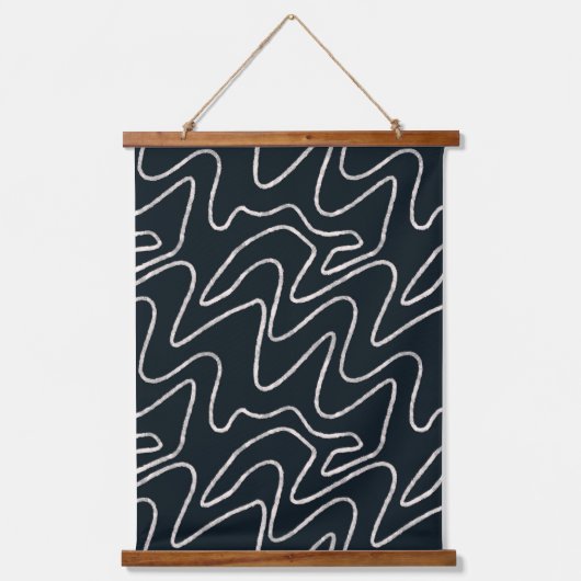 Japandi Minimalist Brush Stroke Pattern in Cream  吊り下げ型タペストリー (正面)