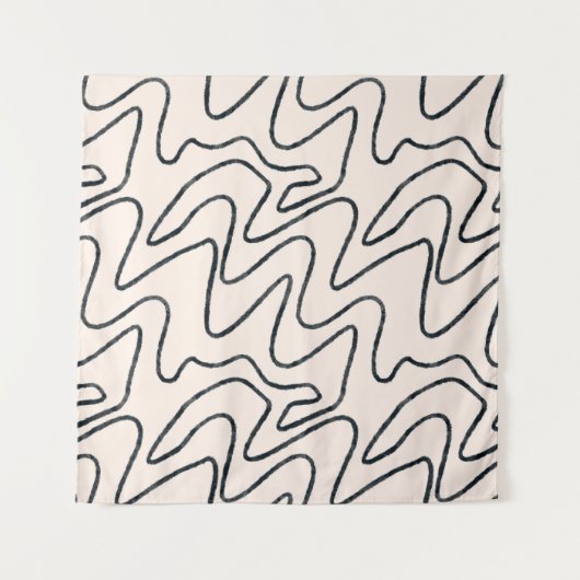 Japandi Minimalist Brush Stroke Pattern in Cream a タペストリー (正面)