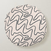Japandi Minimalist Brush Stroke Pattern in Cream a ラウンドクッション (裏面)
