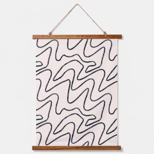 Japandi Minimalist Brush Stroke Pattern in Cream a 吊り下げ型タペストリー (正面)
