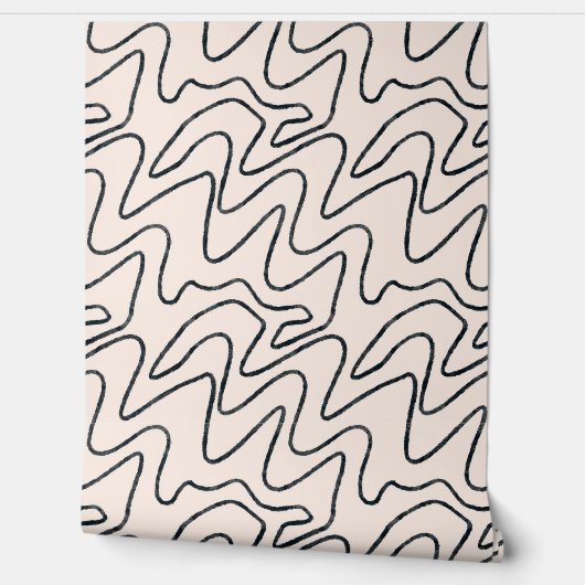 Japandi Minimalist Brush Stroke Pattern in Cream a 壁紙 (ほどく)