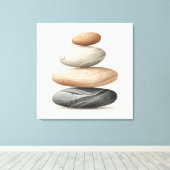 Japandi Pebble Balance in Neutral Tones キャンバスプリント (インサイチュ (ウッドフロア))