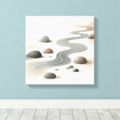 Japandi River Flow Art for Calm Zen Interiors キャンバスプリント (インサイチュ (ウッドフロア))