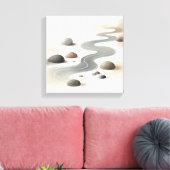 Japandi River Flow Art for Calm Zen Interiors キャンバスプリント (インサイチュ (リビング))