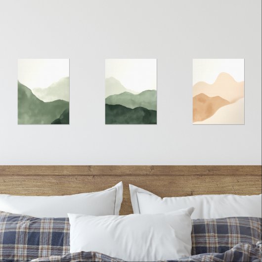 Japandi Sage Green Floral Art | Zen Wall Print Set (寝室)