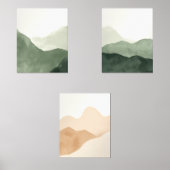 Japandi Sage Green Floral Art | Zen Wall Print Set (正面)
