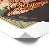 Japanese Anime Axolotls Ramen Black Axolotl Eating ポスター (角)