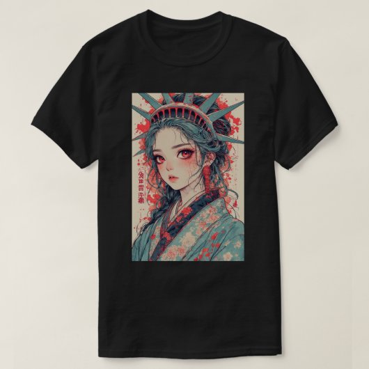 Japanese Anime Lady Liberty Anime Girl Fantasy Art Tシャツ (デザイン正面)