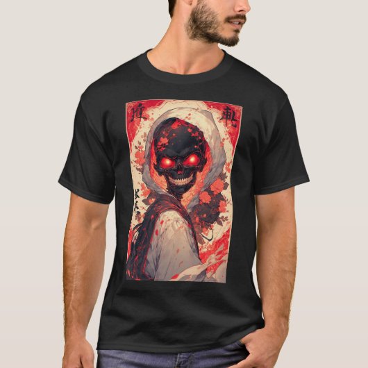 Japanese Anime Skull Hero Art 02 Tシャツ (正面)