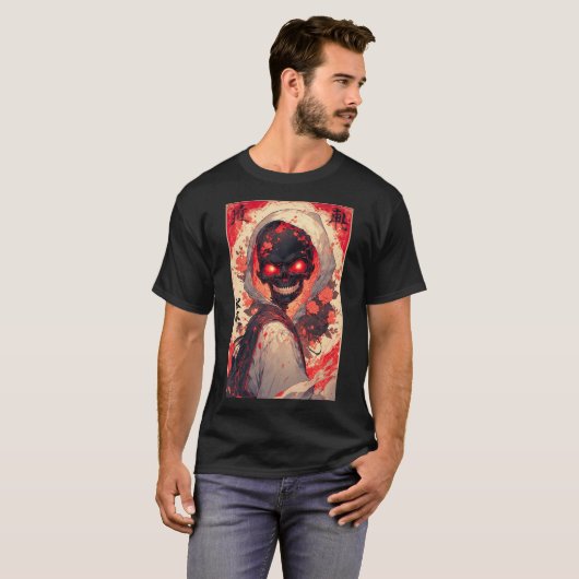Japanese Anime Skull Hero Art 02 Tシャツ (正面フル)