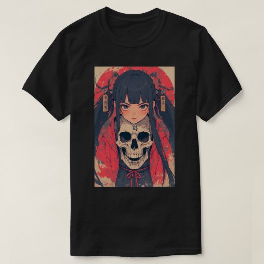 Japanese Anime Skull Note Girl Death 01 Tシャツ (デザイン正面)