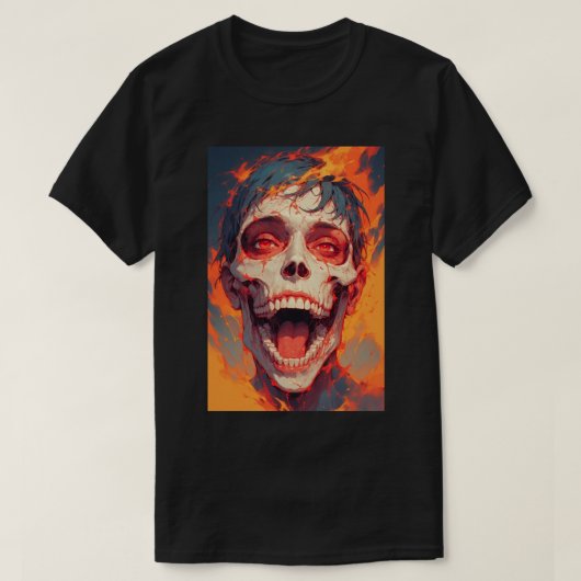 Japanese Anime Titan Attack Skull Fire 01 Tシャツ (デザイン正面)