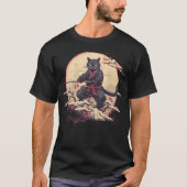 Japanese Art Cat Ninja Ukiyo-e Anime Samurai Cat S Tシャツ (正面)