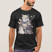 Japanese Art Cat Ninja Ukiyo-e Anime Style Samurai Tシャツ (正面)
