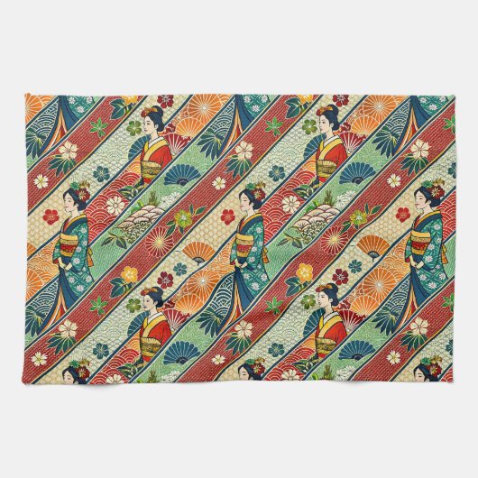 Japanese art kimono キッチンタオル (横)
