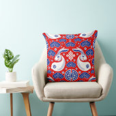 Japanese Art Rabbit Red, Blue Throw Pillows クッション (椅子)