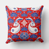 Japanese Art Rabbit Red, Blue Throw Pillows クッション (裏面)