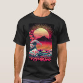 Japanese Art Ukiyo-e Style Retrowave Great Wave Of Tシャツ (正面)