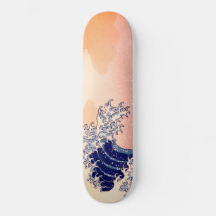 Japanese artwork painting wave, スケートボード