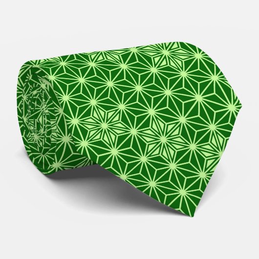 Japanese Asanoha Pattern, Emerald and Lime Green ネクタイ (ロール)