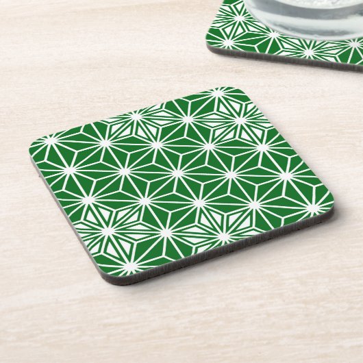 Japanese Asanoha pattern - pine green コースター (左側)