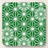 Japanese Asanoha pattern - pine green コースター (正面)