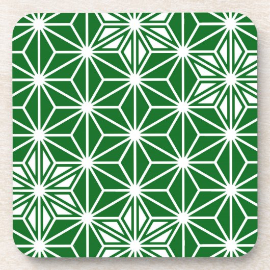 Japanese Asanoha pattern - pine green コースター (正面)