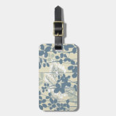 Japanese Asian Blue Leaf Flower ラゲッジタグ (正面縦)