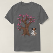 Japanese Australian Shepherd Aussie Dog Cherry Blo Tシャツ (デザイン正面)