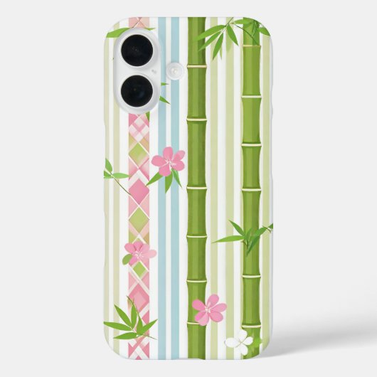 Japanese Bamboo and Floral Stripe Pattern Case-Mate iPhoneケース (裏面)