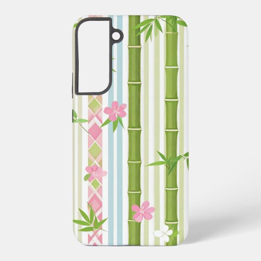 Japanese Bamboo and Floral Stripe Pattern Samsung Galaxyケース (裏面)