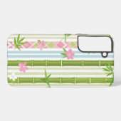 Japanese Bamboo and Floral Stripe Pattern Samsung Galaxyケース (裏面横)