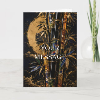 Japanese Bamboo Gold Art Personalized Card カード