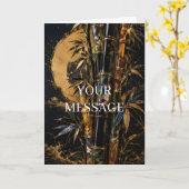 Japanese Bamboo Gold Art Personalized Card カード (黄色い花)