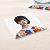 Japanese beauty pinup スクエアペーパーコースター (アングル)