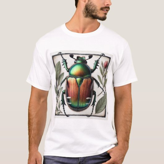 Japanese beetle painting 110924IREF232 - Watercolo Tシャツ (正面)