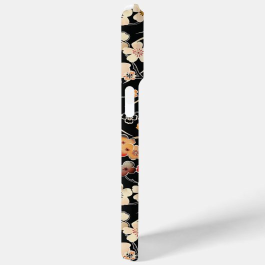 Japanese Black Floral Pattern Monogrammed Case-Mate iPhoneケース (裏面 / 右)