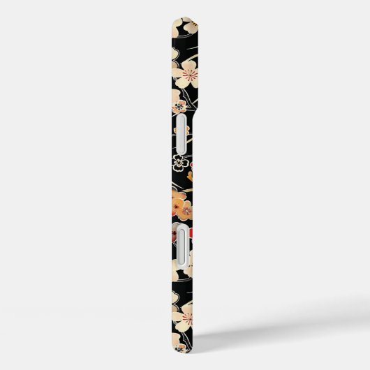 Japanese Black Floral Pattern Monogrammed Case-Mate iPhoneケース (裏面 / 右)