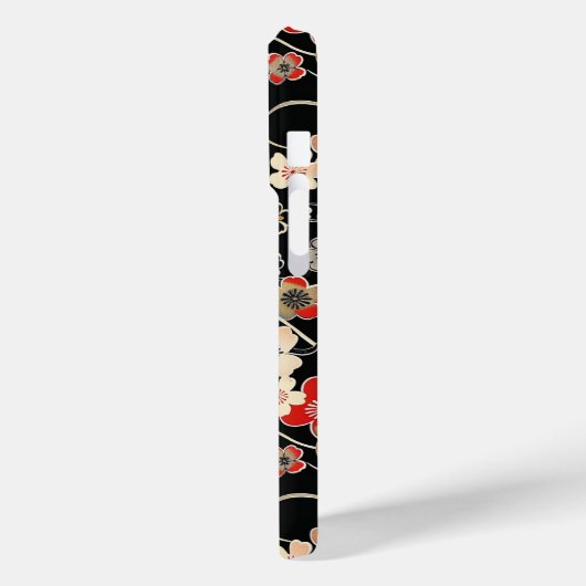 Japanese Black Floral Pattern Monogrammed Case-Mate iPhoneケース (裏面 / 左)