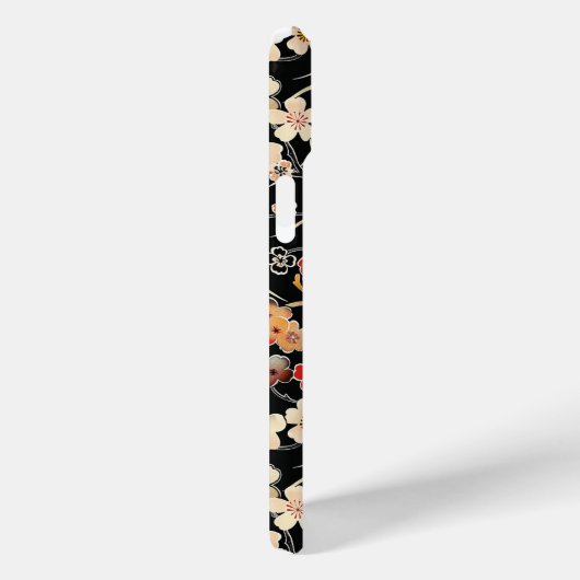 Japanese Black Floral Pattern Monogrammed Case-Mate iPhoneケース (裏面 / 右)