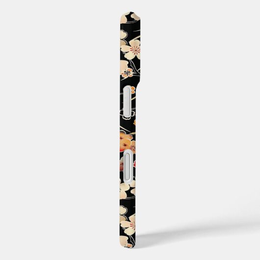 Japanese Black Floral Pattern Monogrammed Case-Mate iPhoneケース (裏面 / 右)