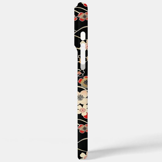Japanese Black Floral Pattern Monogrammed Case-Mate iPhoneケース (裏面 / 左)