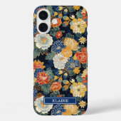 Japanese Blue Floral Pattern Monogrammed Case-Mate iPhoneケース (裏面)