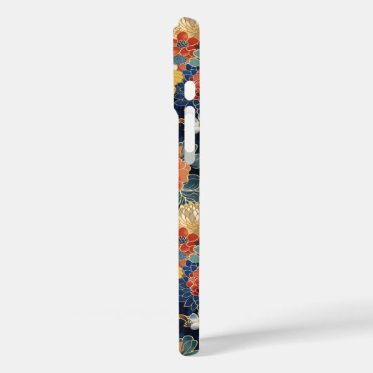 Japanese Blue Floral Pattern Monogrammed Case-Mate iPhoneケース (裏面 / 左)