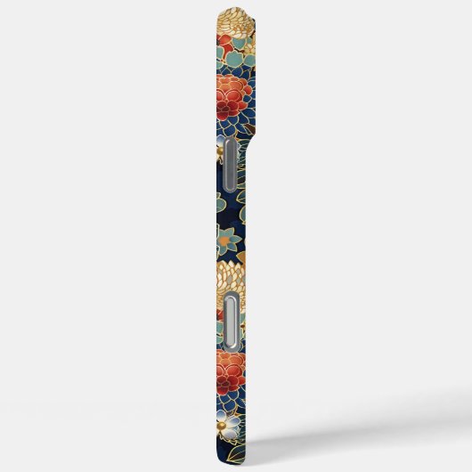 Japanese Blue Floral Pattern Monogrammed Case-Mate iPhoneケース (裏面 / 右)