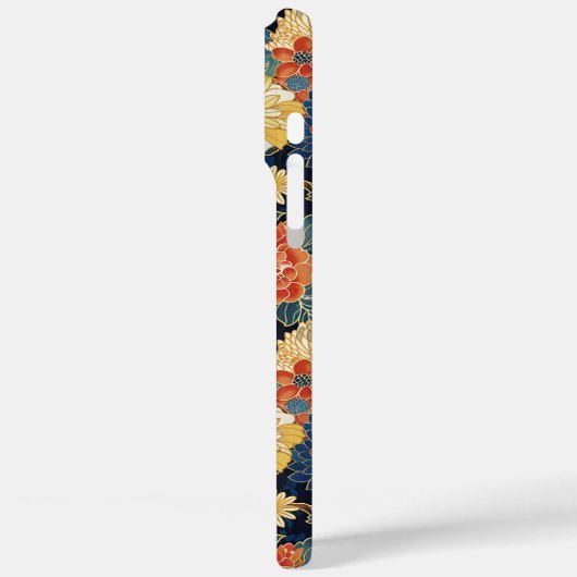 Japanese Blue Floral Pattern Monogrammed Case-Mate iPhoneケース (裏面 / 左)