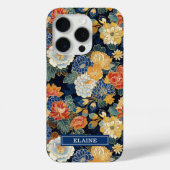 Japanese Blue Floral Pattern Monogrammed Case-Mate iPhoneケース (裏面)