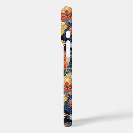 Japanese Blue Floral Pattern Monogrammed Case-Mate iPhoneケース (裏面 / 左)